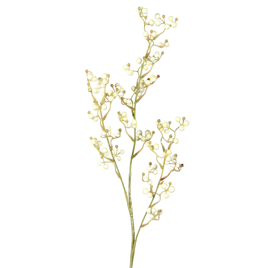 Krémszínű mű hóbogyó ág 72 cm, természetes hatású dekoráció.