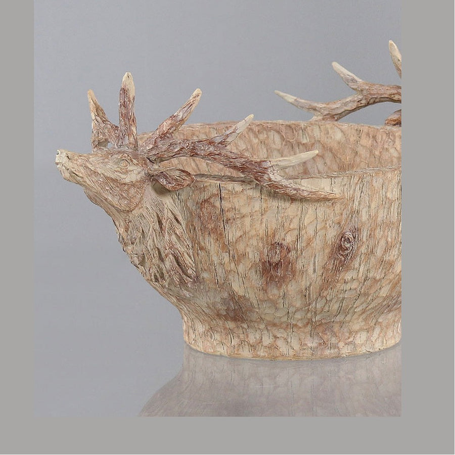 Natúr színű, szarvas figurás karácsonyi tál.