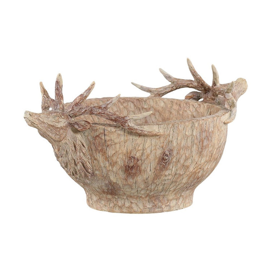 Natúr színű, szarvas figurás karácsonyi tál.