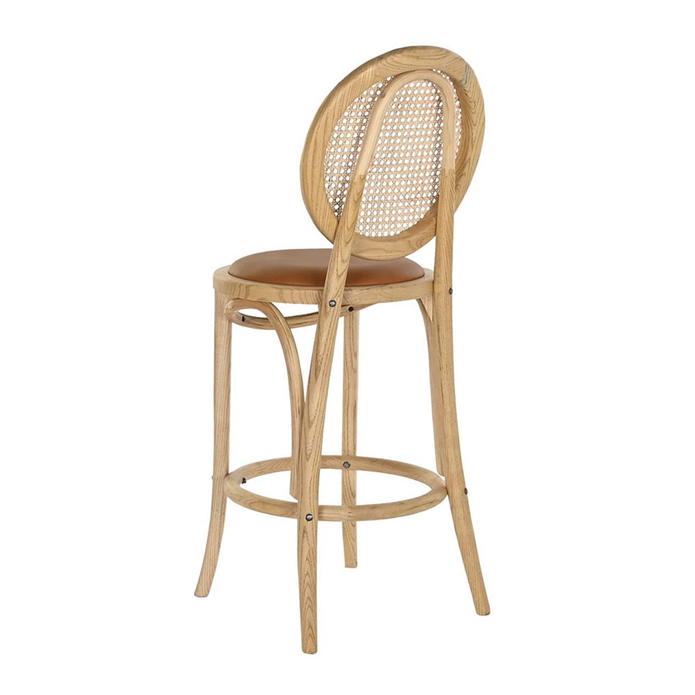 Thonet bárszék, rattan háttámlával.