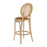 Thonet bárszék, rattan háttámlával.