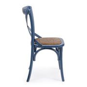 Kék színű, thonet jellegű étkezőszék.