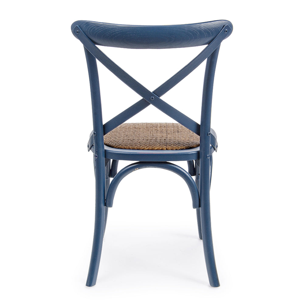 Kék színű, thonet jellegű étkezőszék.