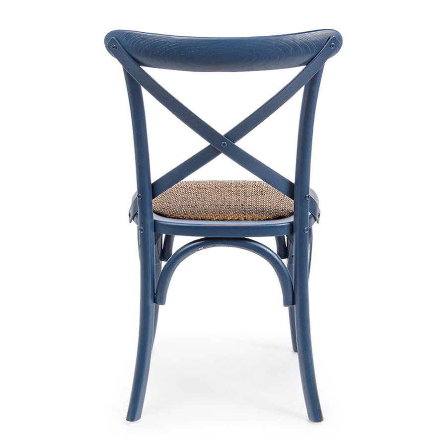 Kék színű, thonet jellegű étkezőszék.