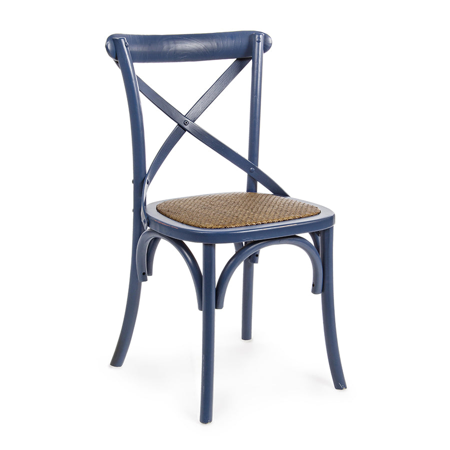 Kék színű, thonet jellegű étkezőszék.