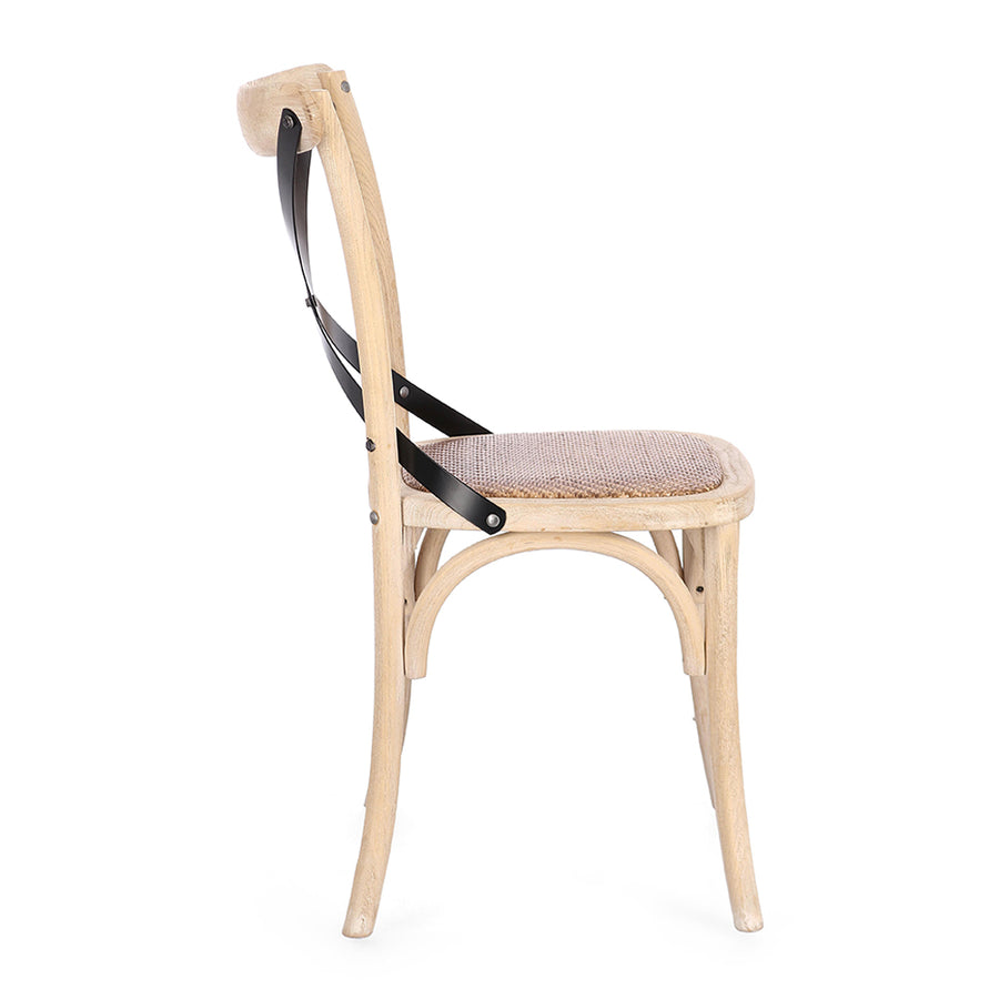 Kefélt felületű, natúr színű szilfa étkezőszék.