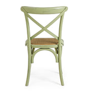 Zöld színű, szilfából készült, thonet jellegű étkezőszék.