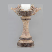 Natúr színű, szarvas figurás karácsonyi gyertyatartó.