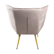 Szürke színű bársonyszövettel kárpitozott, dizájn fotel