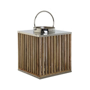 Mangófából és rozsdamentes acélból készült lámpás.