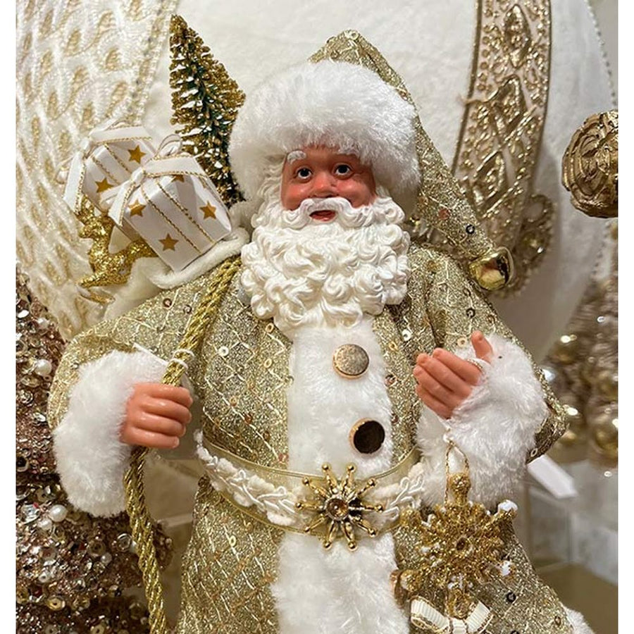 Arany színű, kézműves Mikulás figura.