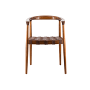 Teakfa karosszék bőr ülésessel.