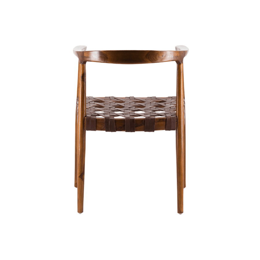 Teakfa karosszék bőr ülésessel.