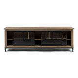 TV szekrény nyitott tolóajtókkal polcos belső kialakítással