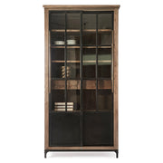 The Hoxton kőrisfa-fém vitrin 214 cm elölnézet vitrines ajtókkal