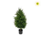 THUJA DELUXE UV álló mű tuja 90 cm fekete kaspóban, tömör zöld lombozattal
