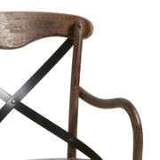 Thonet ihletésű, barna színű, x háttámlájú , tölgyfa karosszék.