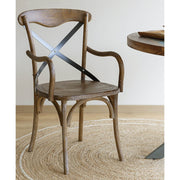 Thonet ihletésű, barna színű, x háttámlájú , tölgyfa karosszék.