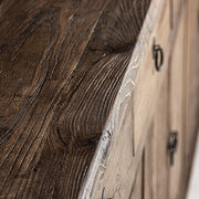 Natúr színű, felületkezelt újrahasznosított szilfából készült, óriás kézműves tálaló.