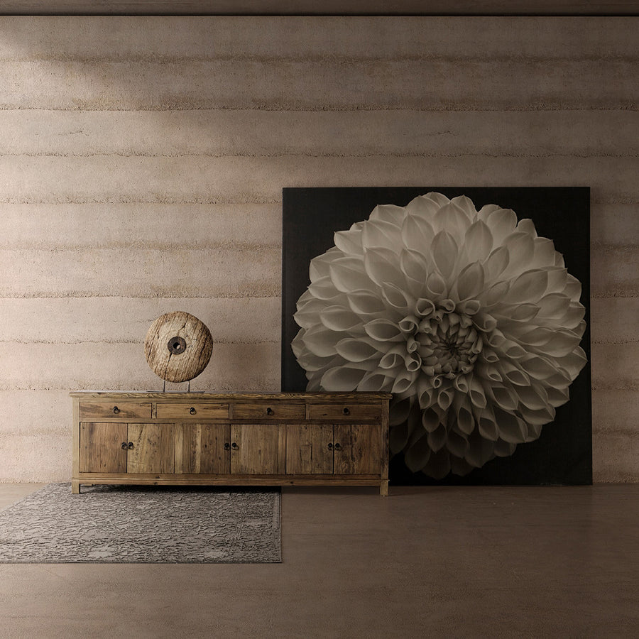 Natúr színű, felületkezelt újrahasznosított szilfából készült, óriás kézműves tálaló.