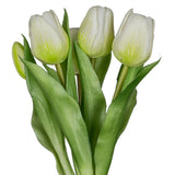 Fehér real touch mű tulipán virágfejek közelről – TULIP 6 szálas mű tulipáncsokor 32 cm