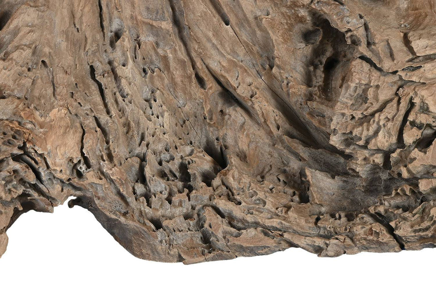 Talapzat közelről – rusztikus teakfa gyökér struktúra.