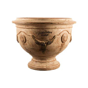 Antikolt felületű, terrakotta színű, anduze kerámia kaspótál.