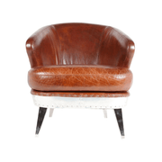 VEGAS AERO fotel elölnézeti kép – dohánybarna bőr és alumínium kombinációja