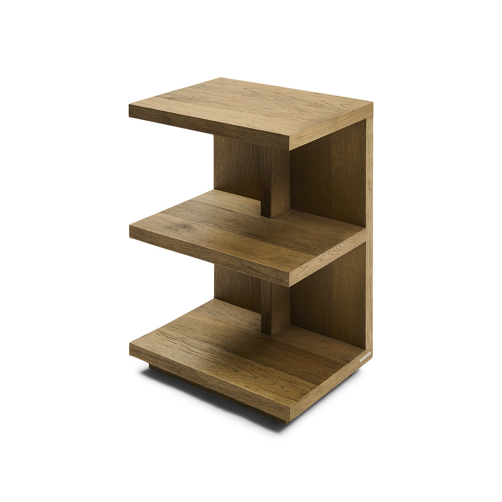 Vermont éjjeliszekrény oldalnézetben, tömör tölgyfa szerkezettel