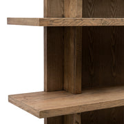 Vermont könyvespolc részlet, természetes tölgyfa felület és erezet