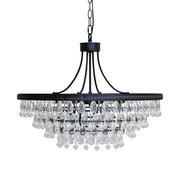 Versailles üvegcsillár 70 cm, fekete vázzal és kristály cseppekkel, kikapcsolt állapotban