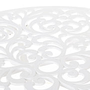 VICTORIA fehér fém kerti asztal asztallap részlet ornamentikus mintával