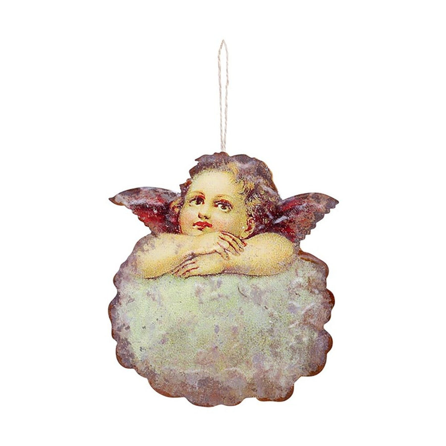 Függeszthető kialakítású fém angyal figura.