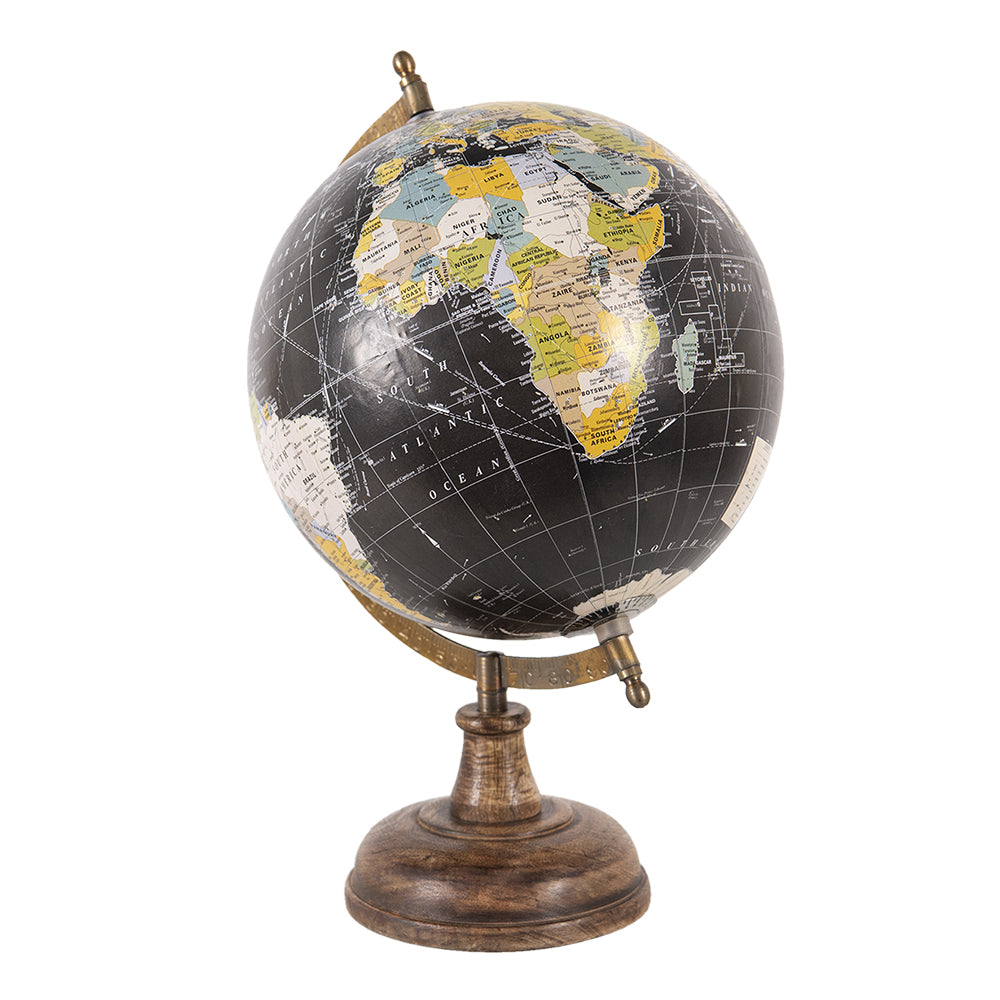 ATLAS MAIOR antik fekete földgömb fa talapzaton 33 cm