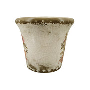 Vintage Garden kerámia kaspó másik nézetből – rózsamintás, repesztett mázas felület, vidéki romantikus stílusban