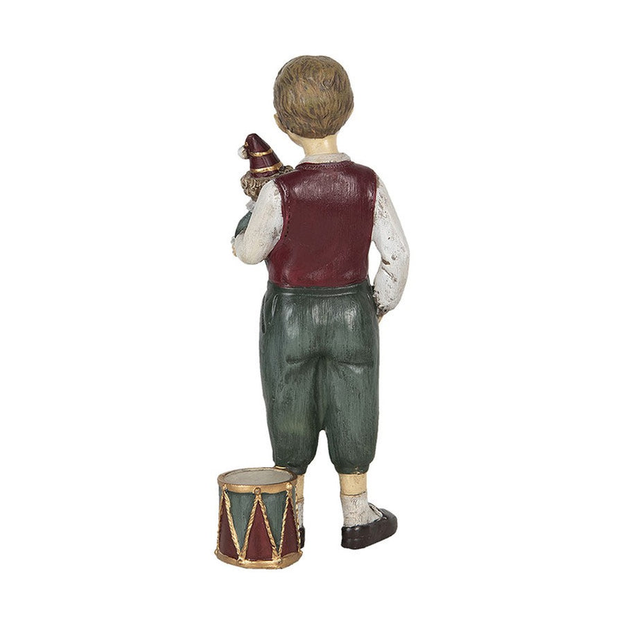 Karácsonyi kisfiú bohóccal és dobbal.