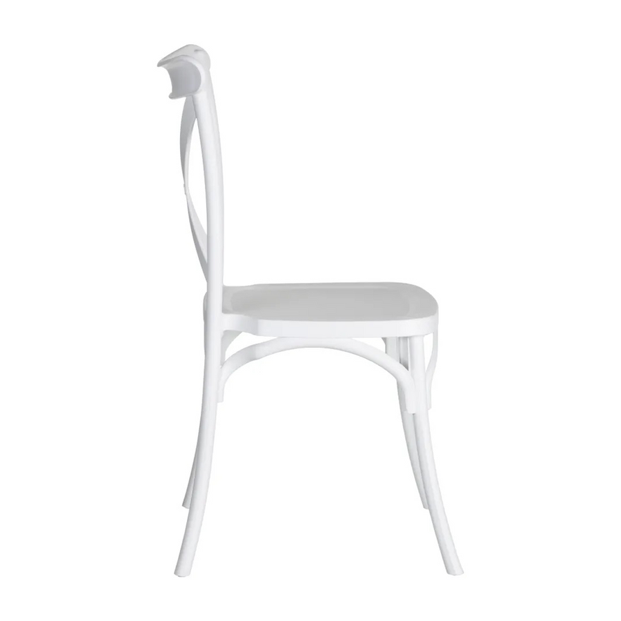 Fehér műanyag bisztrószék.