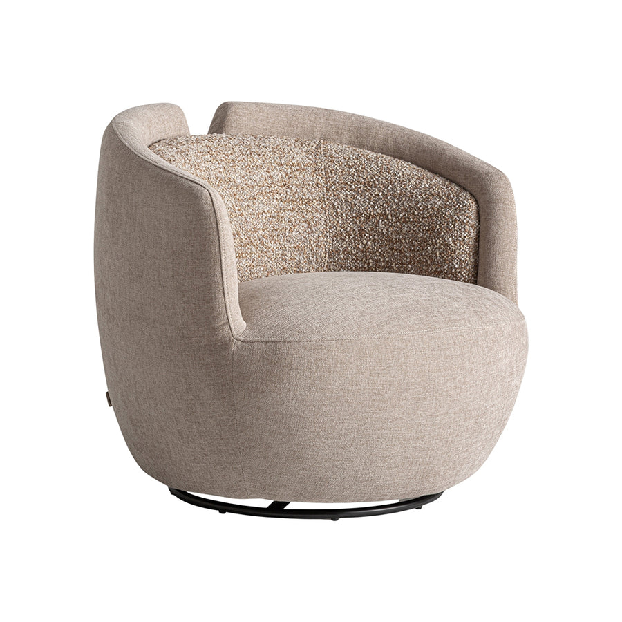 Vipiteno bézs fotel oldalnézet fekete forgótalppal