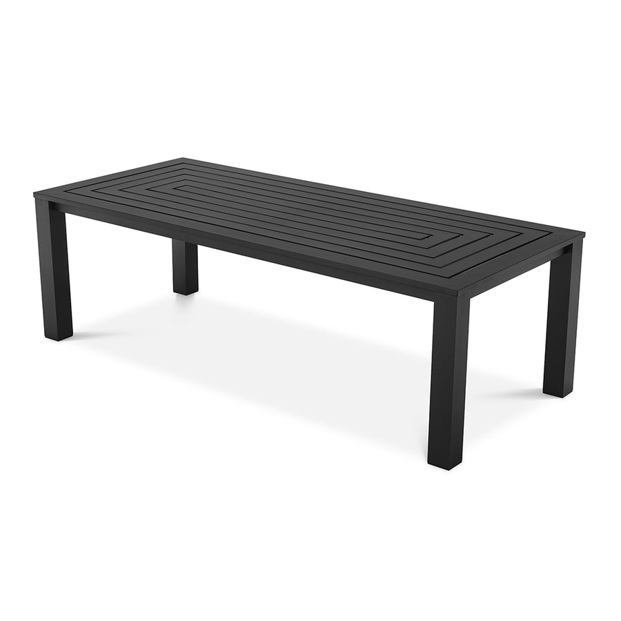 vistamar fekete alumínium kültéri étkezőasztal geometrikus mintázatú asztallappal