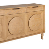 YAYO natúr tölgyfa tálalószekrény kör alakú ajtódíszeinek részlete