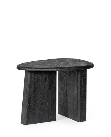 Fekete színű, formatervezett design dohányzóasztal.