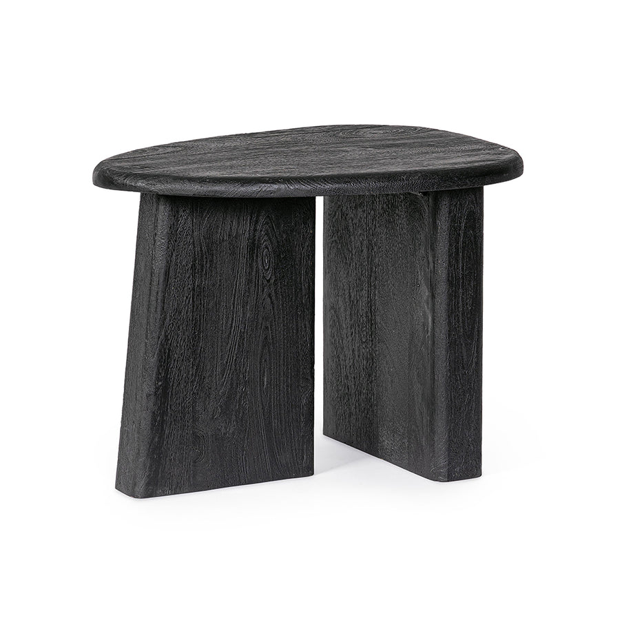 Fekete színű, formatervezett design dohányzóasztal.