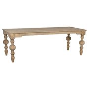 Natúr színű, díszes lábú, mangófa étkezőasztal.