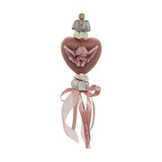 Vintage stílusú, rózsa illatú kézműves illatfüzér, angyal figurás szív formájú krémviasz dísszel