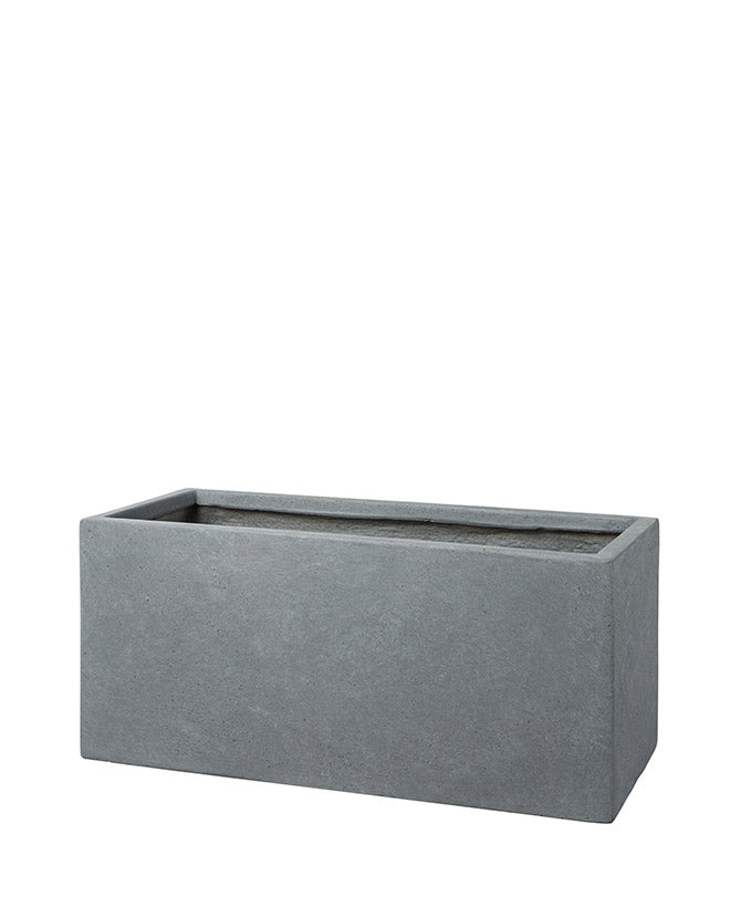 Fagyálló műgyantából készült, modern kortárs stílusú, beton hatású, antracitfekete színű kültéri ültetőláda szett .