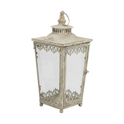 Antik szürke színű patinás fémből készült, 36 és 46 cm magas dekoratív fém lámpásszett