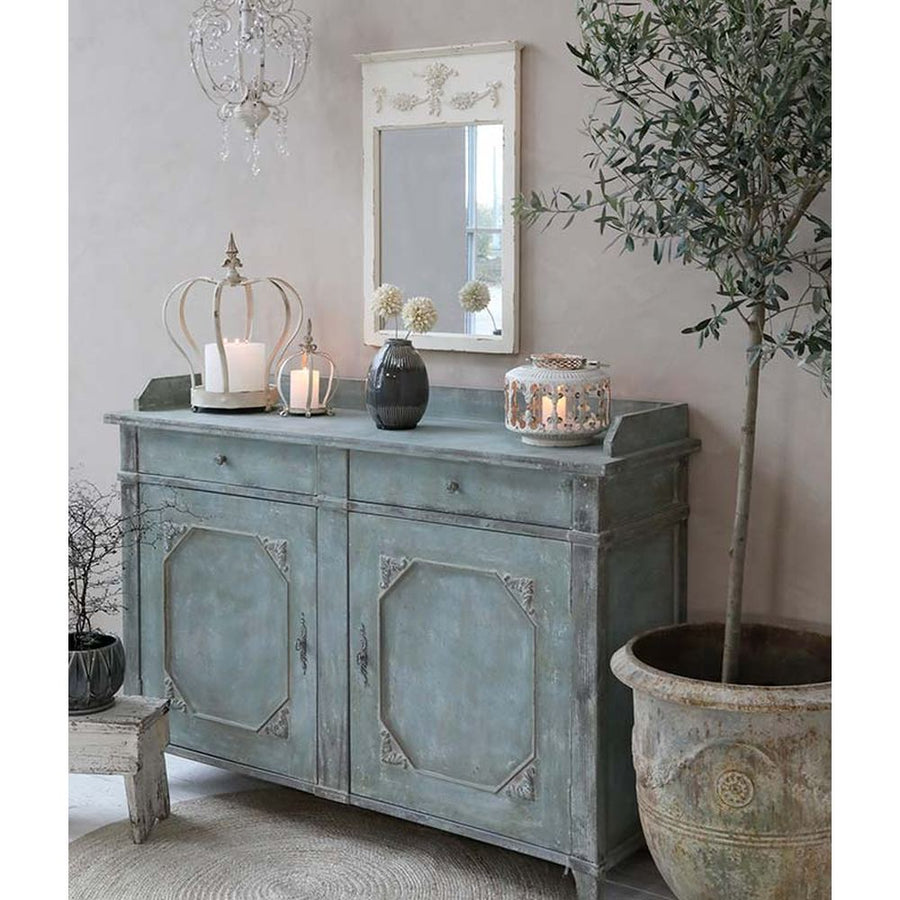 Prémium minőségű, vidéki, provanszi stílusú, nagyméretű, 42 és 52 cm átmérőjű, antikolt, patinás felületű anduze ihletésű fém kaspószett