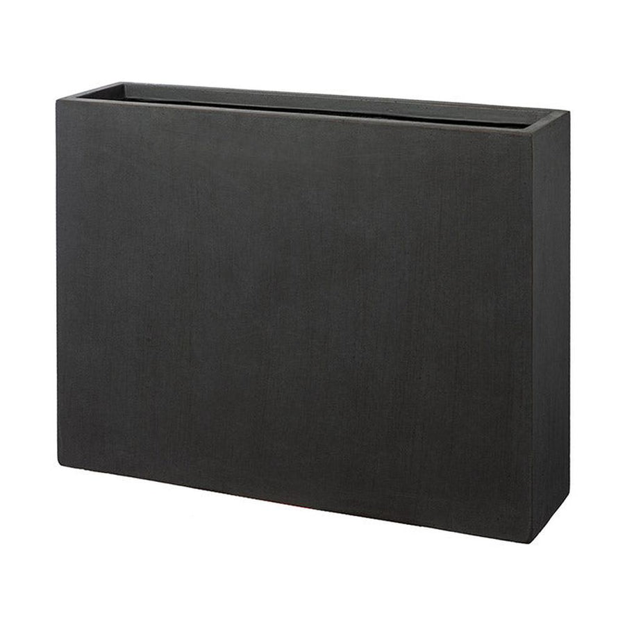 Fagyálló műgyantából készült, modern kortárs stílusú, beton hatású, antracitfekete színű kültéri ültetőláda szett.