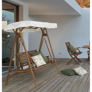 Akácfából készült, 185 cm hosszú és 188 cm magas, kétszemélyes kerti hintaágy.