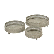 3 db-os patinás felületű fém tálcaszett